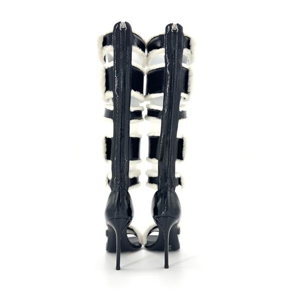 NIB Giuseppe Zanotti Vanilla Winter Shearling Knee High Gladiator Sandals 37 - Picture 5 of 9